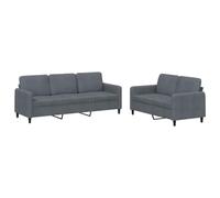 vidaXL Ensemble de Canapés 2 pcs, Canapés avec Accoudoirs et Dossier, Ensemble de Meubles avec Coussins, Mobilier de Salon, Moderne, Gris Foncé Velours