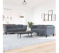 vidaXL Ensemble de Canapés 2 pcs, Chaise de canapé avec Accoudoirs et Dossier, Meuble de Salon Salle de Séjour, Moderne, Gris Foncé Velours