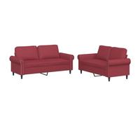 vidaXL Ensemble de canapés 2 pièces avec coussins Similicuir Rouge bordeaux