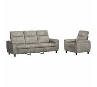 vidaXL Ensemble de Canapés 2 pcs Gris Clair Simili Daim