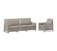 vidaXL Ensemble de Canapés 2 pcs Gris Clair Tissu en suède synthétique