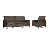 vidaXL Ensemble de Canapés 2 pcs Gris foncé Tissu en suède synthétique, Salon, canapé rectangulaire, sectionnel Confortable, mobilier Moderne, Assise stylée, canapé Moelleux