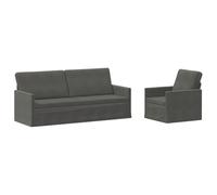 vidaXL Ensemble de Canapés 2 pcs Gris foncé Tissu en Velours côtelé