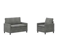 vidaXL Ensemble de Canapés 2 pcs Gris foncé Velours, Canapé Moderne, élégant Fauteuil, Coin Salon intérieur, Rembourrage Confortable, mobilier Polyvalent, Design Chic