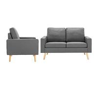 vidaXL Ensemble de Canapés 2 pcs Meuble de Salon Sofa de Salle de Séjour Canapé de Salon Mobilier de Salon Maison Intérieur Tissu Gris Clair