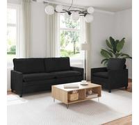 vidaXL Ensemble de Canapés 2 pcs Noir Velours