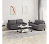 vidaXL Ensemble de canapés 2 pcs - Similicuir Gris
