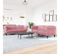 vidaXL Ensemble de canapés 2 pcs - Velours - Rose