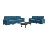 vidaXL Ensemble de canapés 2pcs et coussins et traversins bleu velours, canapé, siège de canapé, canapé relax, canapé 3278500