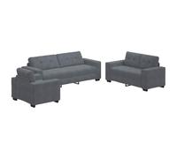 vidaXL Ensemble de Canapés 3 pc Gris foncé Velours | Coussins en mousse bien épais pour un max de détente, Structure en contreplaqué et métal solide pour bien tenir,