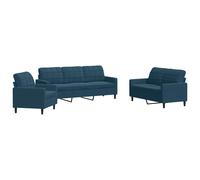 vidaXL Ensemble de canapés 3 pcs avec coussins Bleu Velours