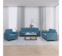 vidaXL Ensemble de canapés 3 pcs avec coussins bleu velours