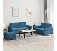 vidaXL Ensemble Canapés 3 pcs - Bleu Velours