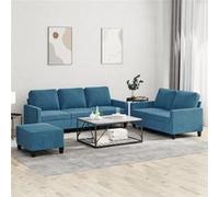 vidaXL Ensemble de canapés 3 pcs avec coussins Bleu Velours3201535 Bleu G