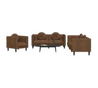 vidaXL Ensemble de canapés 3209256 3 pièces avec coussins et accoudoirs Marron