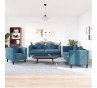 vidaXL Ensemble de Canapés 3 pcs avec Coussins, Canapés avec Accoudoirs et Pieds, Meubles de Salon Salle de Séjour, Moderne, 3209255