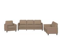 vidaXL Ensemble de canapés 3 pcs avec Coussins Cappuccino Similicuir