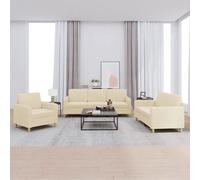vidaXL Ensemble de canapés 3 pcs avec coussins Crème Tissu