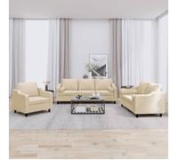 vidaXL Ensemble de canapés 3 pcs avec coussins crème tissu 3201788