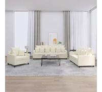 vidaXL Ensemble de canapés 3 pcs avec coussins Crème Velours