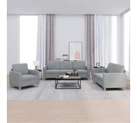 vidaXL Ensemble de canapés 3 pcs avec coussins Gris clair Tissu