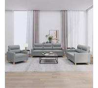 vidaXL Ensemble de canapés 3 pcs avec coussins Gris clair Tissu