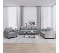 vidaXL Ensemble de canapés 3 pcs avec coussins Gris clair Tissu
