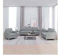 vidaXL Ensemble de canapés 3 pièces avec coussins Tissu Gris clair