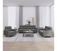 vidaXL Ensemble de canapés 3 pcs avec coussins Gris foncé Tissu