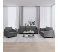 vidaXL Ensemble de canapés 3 pcs avec coussins Gris foncé Tissu