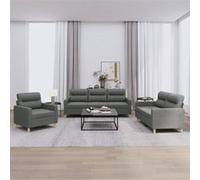 vidaXL Ensemble de canapés 3 pcs avec coussins Gris foncé Tissu Gris foncé G