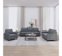 vidaXL Ensemble de canapés 3 pcs avec coussins Gris foncé Velours