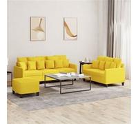 vidaXL Ensemble de canapés 3 pcs avec coussins Jaune clair Tissu3201677 Jaune G