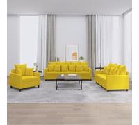vidaXL Ensemble de canapés 3 pcs avec coussins Jaune Velours