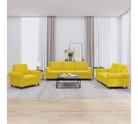 vidaXL Ensemble de canapés 3 pcs avec coussins Jaune Velours Jaune G