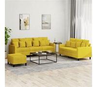 vidaXL Ensemble de canapés 3 pcs avec coussins Jaune Velours3201736 Jaune G