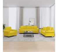 vidaXL Canapés 3 pcs - Jaune velours