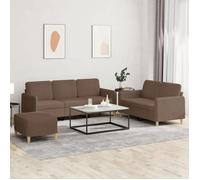 vidaXL Ensemble de canapés 3 pcs avec coussins Marron Tissu 3202129