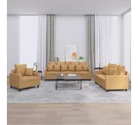 vidaXL Ensemble de canapés 3 pcs avec coussins Marron Velours