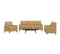 vidaXL Ensemble de canapés 3 pcs 3278358 – Velours avec coussins – Marron