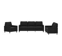vidaXL Ensemble de canapés 3 pcs avec Coussins Noir Velours