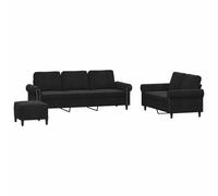 vidaXL Ensemble de canapés 3 pcs avec Coussins Noir Velours