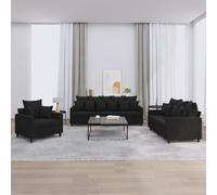 vidaXL Ensemble de canapés 3 pcs avec coussins Noir Velours