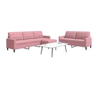 vidaXL Ensemble de canapés 3 pcs avec coussins Rose Velours