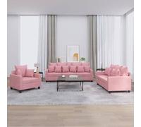 vidaXL Ensemble de canapés 3 pcs avec coussins Rose Velours
