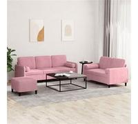 vidaXL Ensemble de canapés 3 pcs avec coussins rose velours3202047 Rose G