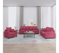 VidaXL Ensemble de canapés 3 pcs avec coussins - Rouge Bordeaux