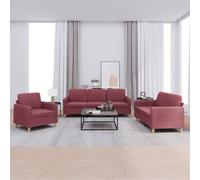 Vidaxl Ensemble De Canapés 3 Pcs Avec Coussins Rouge Bordeaux Tissu Rouge