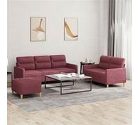 VIDAXL Ensemble canapés 3 pcs - Rouge bordeaux