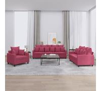 vidaXL Ensemble de canapés 3 pcs avec coussins Rouge bordeaux Velours